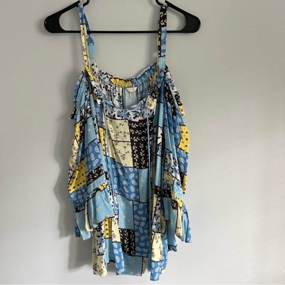 🌸 Cato Cold Shoulder Patchwork Printed Blouse – Size (18/20) 🌸